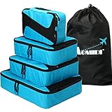 4 Set Packing Cubes - Travel Luggage Packing Organizers with Laundry Bag