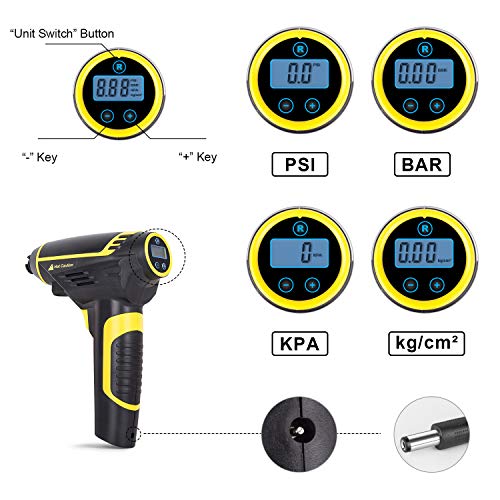 Roleadro Air Compressor, Portable Automatic Cordless Tire Inflator 12V 2200mAh Air Pump with Digital Display and LED Lights for Tire, Ball, Air Cushion and Other Inflatables (150PSI)