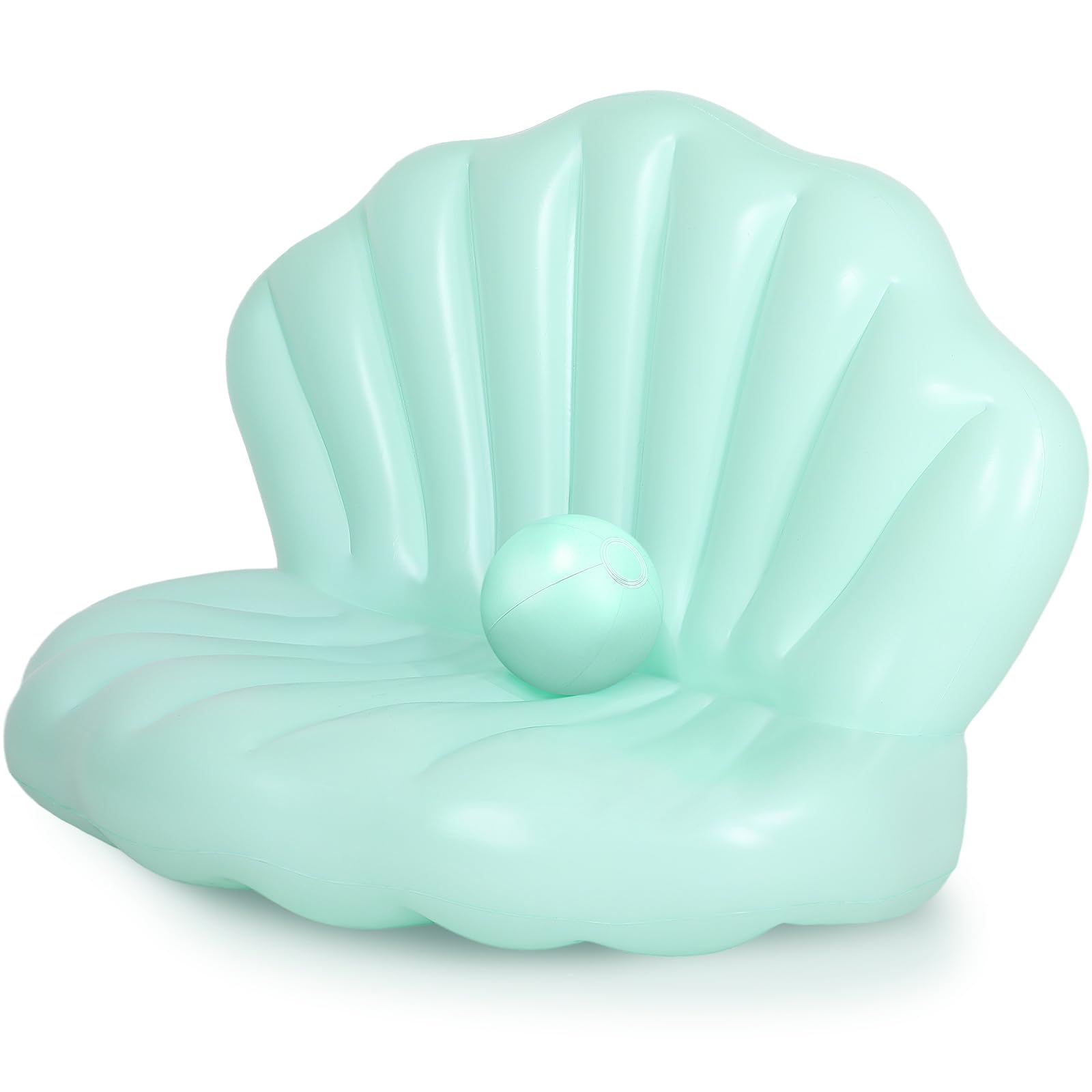 Photo 1 of Motionchic 55 Inch Pool Float Inflatable Adult Seashell Float with Pearl Ball Cute Pool Lounge Chairs for Women Summer Beach Ocean Birthday Theme Party Favors(Green)