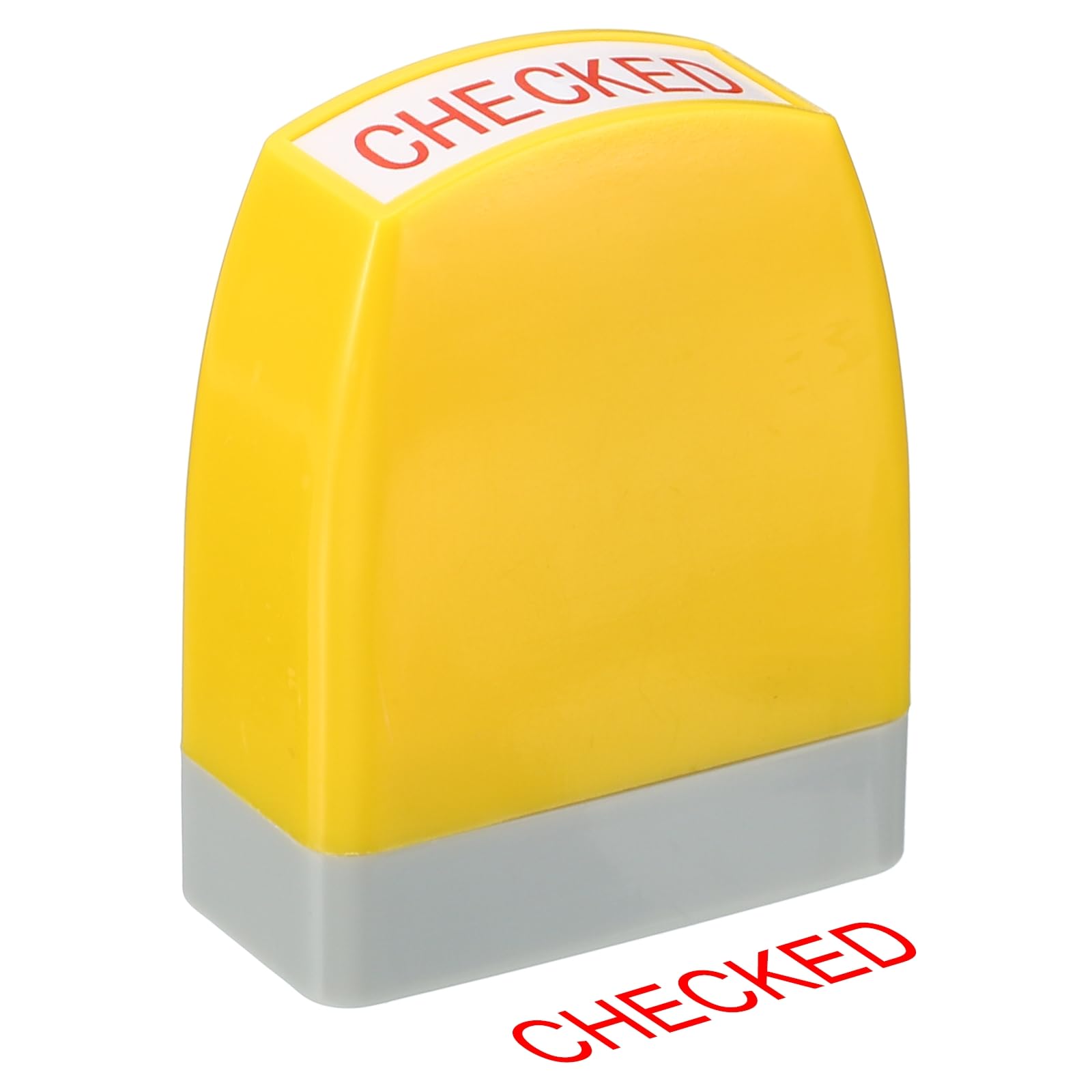 PATIKIL Checked Notice Stamp Self Inking, Red Ink Office Stamps Pre Inked Message Stamp Refillable Business Stamp, Yellow