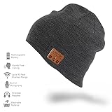 CFZC Bluetooth Beanie Hat Cap Wireless Bluetooth Headphone Headset Earphone soft warm with stereo speaker hands-free for man and woman outdoor sports gift(color dark grey)