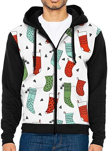 JIN HUA XU Cartoon Christmas Sock Men's Hoodie Custom Made Impact Color Sweater With Zipper