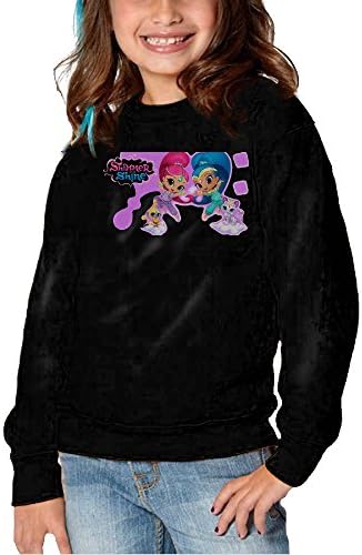 Toddler Funny Shimmer And Shine Black Size 4 Toddler Round Collar Pullover Hooded Sweatshirt Black Size 4 Toddler