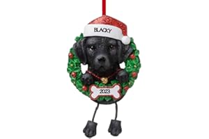 Personalized Christmas Ornament - Black Lab - Hand-Painted - Custom Holiday Gift for Labrador Enthusiasts and Devoted Dog Fan