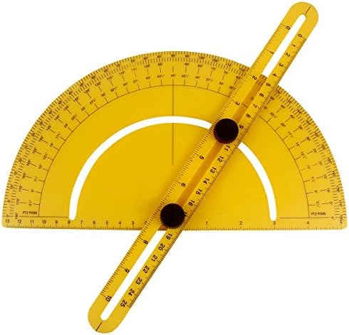 YEEMIGO Plastic Protractor Angle Finder Measure Ruler Goniometer Articulating Arms Template Tool for Handymen Builders Craftsmen 180 Degree 25cm Rule Gauge Inch Metric