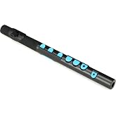 Nuvo Toot Plastic Flute for Beginners, Black/Blue | Firstnote and standard lip plates, Silicone keys to help small fingers, concert C tuning, fingering chart, carry case
