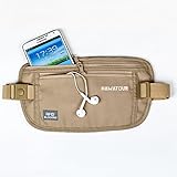 HaWaTour Cross Body and Waist Passport Holder Travel Wallet Money Belt - Rip-Stop Nylon RFID Blocking Pockets (Beige)