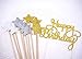 Gold Glitter Silver Glitter White Glitter Pentacle Gold Glitter Happy Birthday Cake Toppers Set of 11, 300 Gram Paper Highest Quality, Birthday Party Decoration, Handmade and Sold by Soccerene
