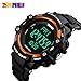 Gosasa New Life Big Dial Men 3D Pedometer Heart Rate Monitor Calories Counter Fitness Tracker Digital Display Watch Outdoor Sports Watches Orange