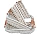 ShopOnNet RT430712-3 Handwoven Retangular Wicker Storage Basket with Handle in Cream and Brown (Set of 3)