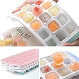 Ice Cube Trays 3 Packs Flexible Silicone Ice Trays with Spill-Resistant Lids Easy Release Ice Trays Make 63 Ice Cube, BPA Free,Stackable,Dishwasher Safe