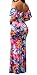 PRETTYGARDEN Women's Off Shoulder Ruffle Floral Printed Sexy Bodycon Beach Boho Maxi Dress (Style_1, X-Large)