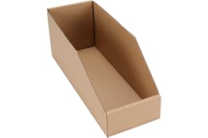 EXYGLO Cardboard Storage Bins 35 Pack, 12x4x4.5 Inch Cardboard Boxes, Corrugated Organizer Bins for Pantry, Shelves, Garage, 