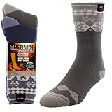 2 Pairs of Mens Thick Heat Trapping Insulated Heated Boot Thermal Socks Pack Warm Winter Crew For Cold Weather