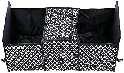 Geckone Foldable Trunk Organizer and Cooler Set, Ideal Storage Basket for Car Truck Van SUV, UNFOLD:12.2"x11"x22.1" -Black