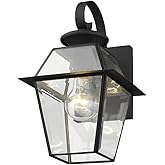Livex Lighting 2181-04 Westover 1 Light Outdoor Black Finish Solid Brass Wall Lantern with Clear Beveled Glass, 12" x 8" x 14