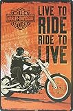 Harley-davidson : Live to Ride, Ride to Live, Metal Tin Sign, Vintage Style Wall Ornament Decor, Size 8