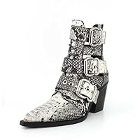 Jeffrey Campbell Womens Caceres Black White Snake Boot - 8.5