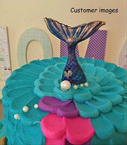 ScivoKaval Beach Theme Starfish Ocean Seashell Mermaid Tail Wedding Birthday Party Cake Silicone Mold Baking Chocolate Fondant Cupcake Soap Candy Decor Sugar Craft Gum Paste Clay Making Molds Set of 4
