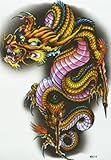 GGSELL GGSELL hot selling extra large new design big size 7.87 x 8.66 Inches waterproof colorful dragon temporary tattoo sticker for should