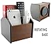 Revolving Wooden TV Remote Control Caddy; 4 Compartments Organize Your TV, Satellite, DVD, & Blu-Ray Remote Controllers, Office Caddy Too