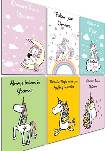 Something Unicorn - Wall Posters for Girls Room, Kid's Room, Children's Room and Girl's Bedroom Decor. Essential Item for Unicorn Wall and Room Decoration. Set of 6 Prints, 11in x 17in, Magic Set