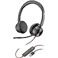 Plantronics Poly - Blackwire 8225 Wired Headset with Boom Mic Dual-Ear (Stereo) Computer Headset - USB-A to Connect to Your PC/Mac - Active Noise Canceling-Works with Teams (Certified), Zoom &More