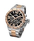 TW Steel CB133 Men's Chronograph Stainless Canteen Two-Tone Bracelet Band Black Dial Watch