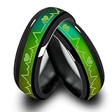 fashionlife2018 Titanium Steel Mood Rings for Lovers Emotional Change Color Temperature Feeling Heartbeat ECG Rings