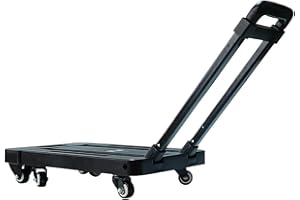 Folding Hand Truck, Heavy Duty Portable Luggage Cart, Collapsible Dolly with 6 Wheels for Travel and Home Use