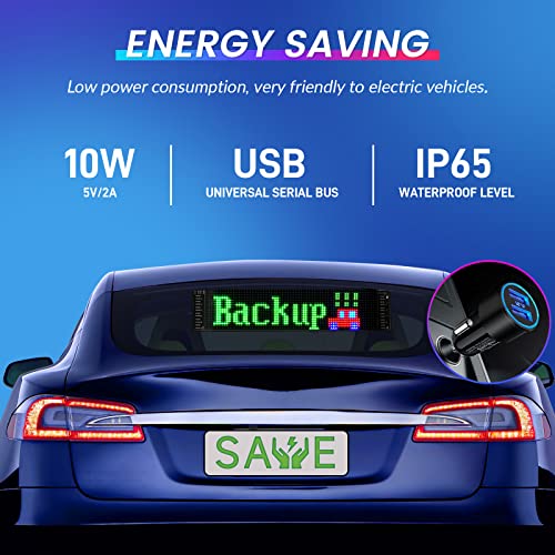 KJOY Bluetooth App Control LED Sign, 14.6\'\'x3.6\'\' Flexible USB 5V LED Car Signs Programmable LED Sign Custom Text Pattern Animation Scrolling LED Display for Car Store Party Bar hotel Concert