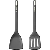 2 Pack Silicone Spatula, Heat Resistant 600°F Silicone Spatulas Set,Turner & Slotted Spatula for Non Stick Frying Pan, Food Grade Kitchen Utensils set for Flipping, Stir-Fry, Cooking & Baking