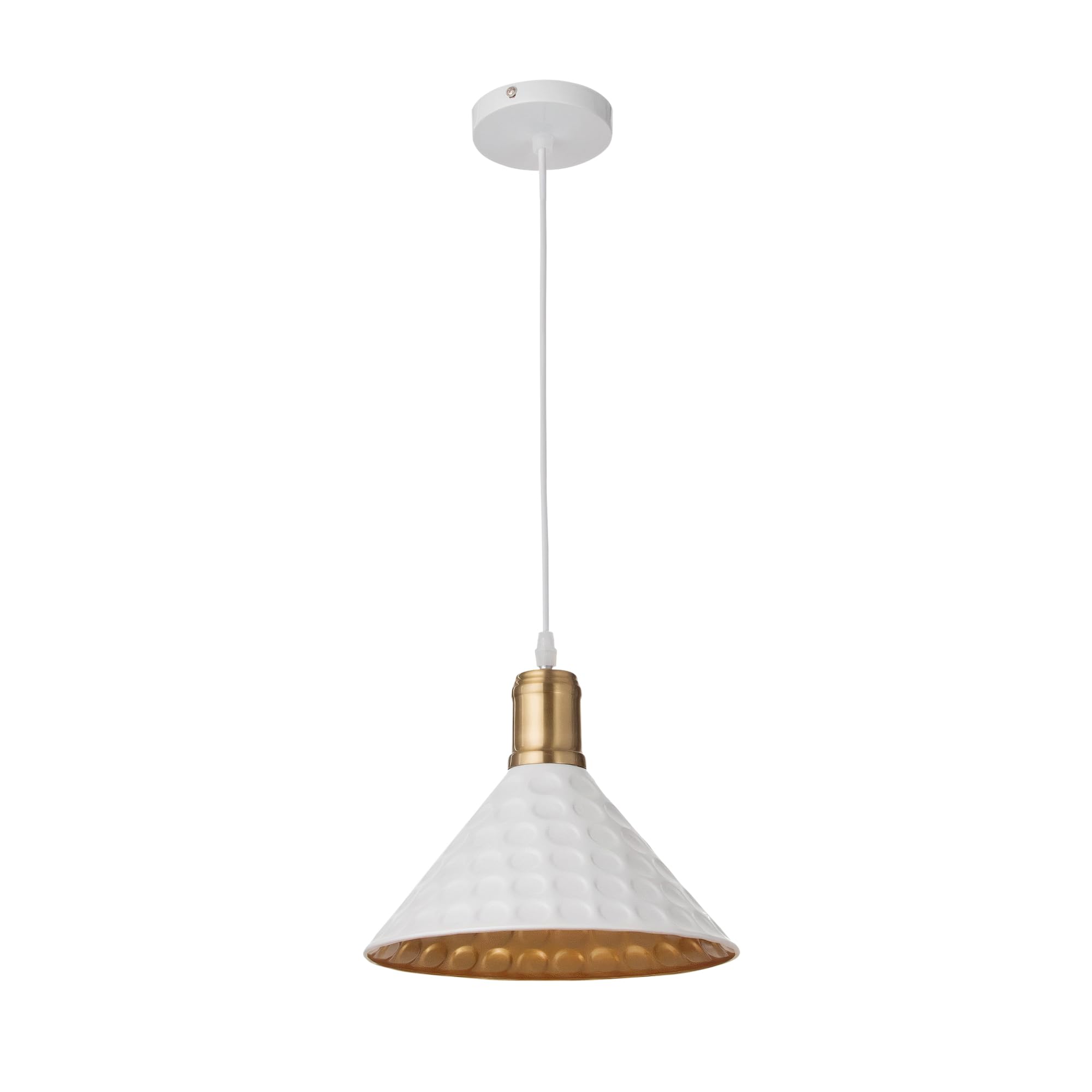 MOSSODOR White Light Shade 24cm Adjustable Wire White and Copper Lining Inside - Include E27 1x Edison Filament Bulb - for Fitchen Island Dining Room