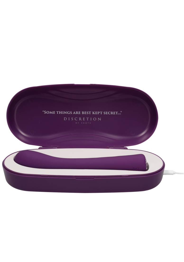 Discretion by Shots - Luxury Discrete Rechargeable Jeweled G-spot Vibrator with Station - 10 Speeds - Purple, DIS003PUR