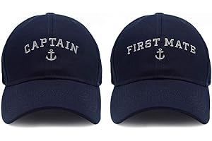 POPCREW Captain Hat & First Mate | Matching Skipper Boating Baseball Caps | Nautical Marine Sailor Navy Hats