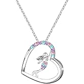 M&Ostyle Mermaid Necklace for Girls Boys Crystal Heart Pendant Necklaces Gifts Jewelry Gifts for Girls Daughter Boys Son Granddaughter Niece Birthday Christmas Graduation Gift