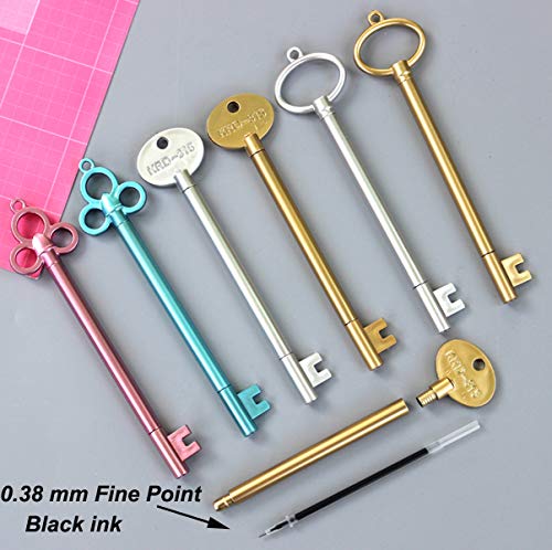 Maydahui 48PCS Retro Key Shape Roller Pen Black Gel Ink Creative Unique Fun Refills Pens for Kids Drawing Writing Stage Role Playing