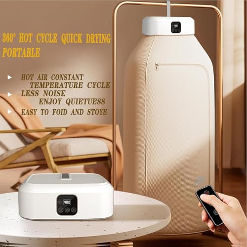 ZERIFAM Electric Clothes Dryer, Portable Mini Dryer Machine, 480 Minute Timer Function, Foldable Electric Drying Machine, Equipped with a Drying Bag and Remote Control, For Rvs, Travel, Etc
