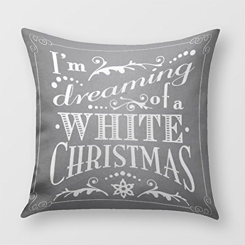 UOOPOO Dreaming Of A White Christmas Chalkboard Holiday Cotton Canvas Pillow Cover 20 x 20 Inches Square Cushion Cover for Sofa One Side