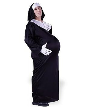 PREGNANT NUN COSTUME NOVELTY MENS WOMENS FANCY DRESS UNISEX ...