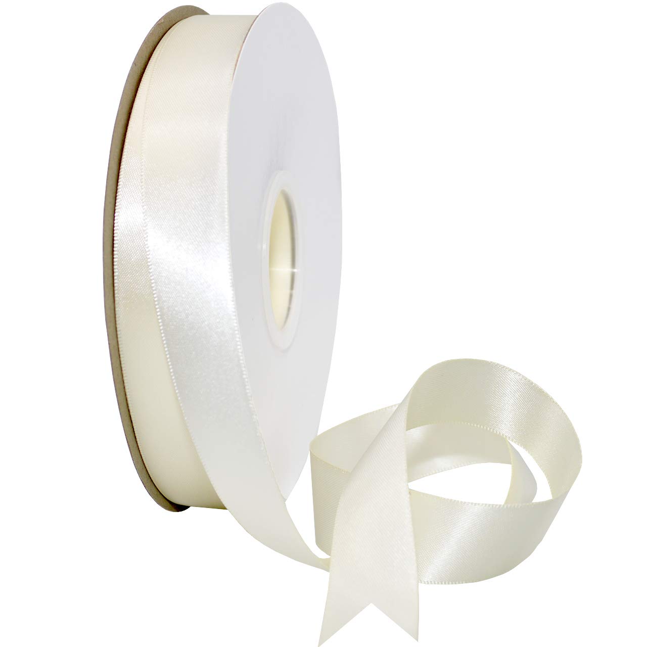 Morex Ribbon Double Face Satin Ribbon 7/8" X 50 YD Antique White Ribbon for Gift Wrapping, Birthday Gift Cards, Satin Dress for Women, Silk Ribbons for Crafts, Wedding Gifts for Couple