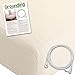 Earthing Sheet with Grounding Connection Cord - 400TC Conductive Mat with Pure Silver Thread for Better Sleep, Natural Wellness and Healthy Earth Energy, Beige, Queen (Fitted Queen Sheet, Beige)