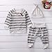 Newborn Baby Boys Girls Long Sleeve Striped T-Shirt Tops and Pants Outfit Set with Hat (12-24 Months, Grey)