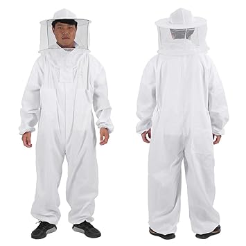 Imker Anzug - Delaman Professioneller Ganzkörper Imkeranzug mit rundem Schleierhut, Weiß, Imkerbedarf (Size : XXL)