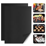 BBQ Grill Mat, PAPAYAY Non-stick Grill Mats, Barbecue Utensil for Gas, Charcoal, Electric Grills, Set of 2, 13 x15.75 Inches