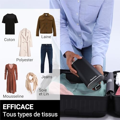 SteamOne James Steamer Foldable Iron Black 2000W - 35g/min | James Foldable Steamer, 2000W, 80ml and 150ml Tanks, Vertical and Horizontal Use, Ready in 15s, EUFD80BV2
