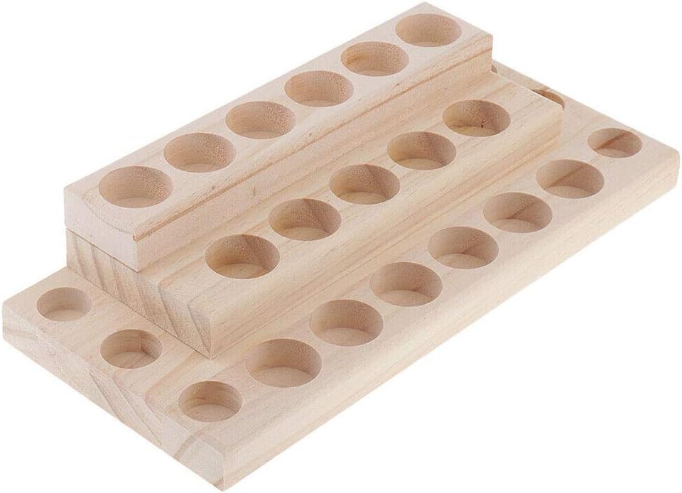 LZDseller01 Essential Oil Display Rack,Essential Oil Storage Organizer Wooden Essential Oils Presentation Display Rack Stand Holder,Organize up to 23 Essential Oil Bottles
