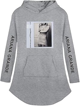 Amazon Co Jp Ljxj Ariana Grande 女性のゆるい性格トレンディなフード付きセーターロングドレス春と秋のパーカー スポーツ アウトドア