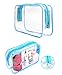 JAVOedge 3 Pack Blue and Clear PVC Toiletry Bag Set with Zipper for Vacation, Bathroom, Storage (3 Sizes)