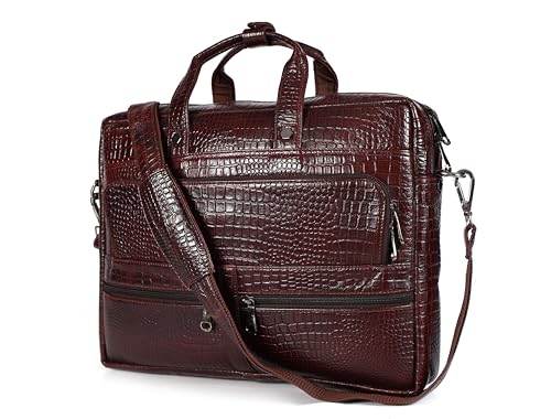 Leder Luxus Crocodile Embossed Leather Briefcase